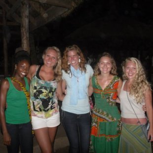 The girls at Oasis celebrating birthdays and the end of interns trips