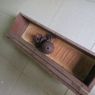 Ball and chain that was found in the Slave RIver in 2005