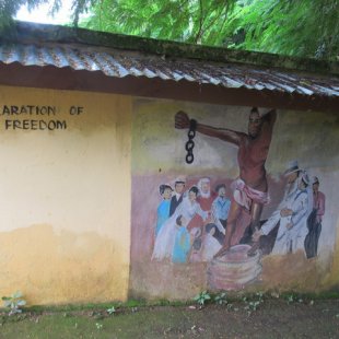 The chains being broken, signifying freedom to all