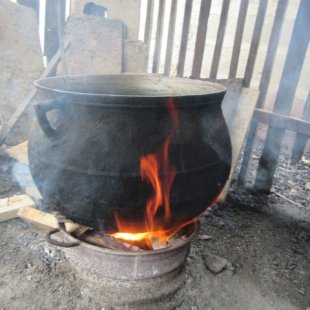 Witches pot we used to wash our fabric once we were finished