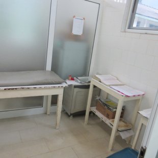 The table where blood is taken for donation