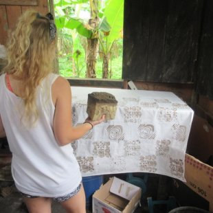 Charli learning how to Batik dye fabric