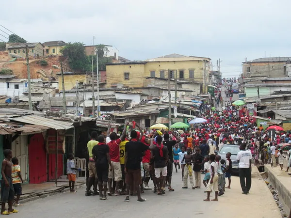 The celebration of a funeral parading in the streets