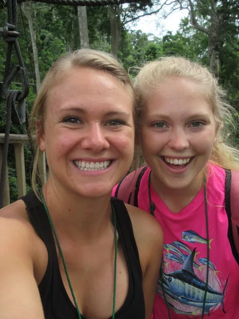 Me and Charli getting ready to run through the tree tops