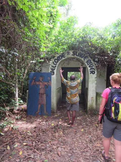 Notice the now broken chains on the man painted on the door.