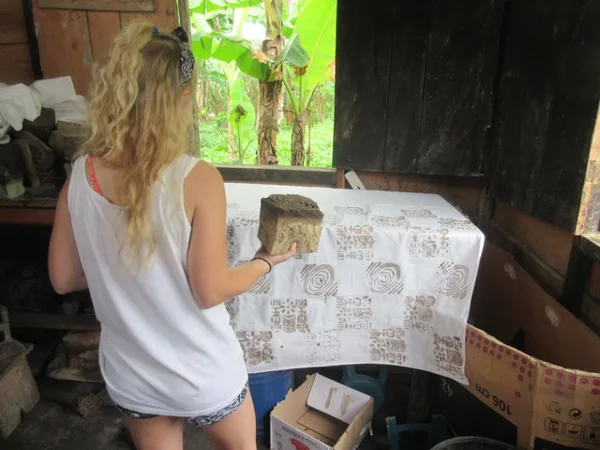 Charli learning how to Batik dye fabric